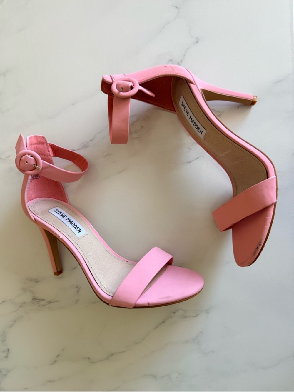 Steve Madden Pink Ankle Strap Stiletto Sandals